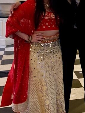 Red and Gold Wedding Lehenga Set